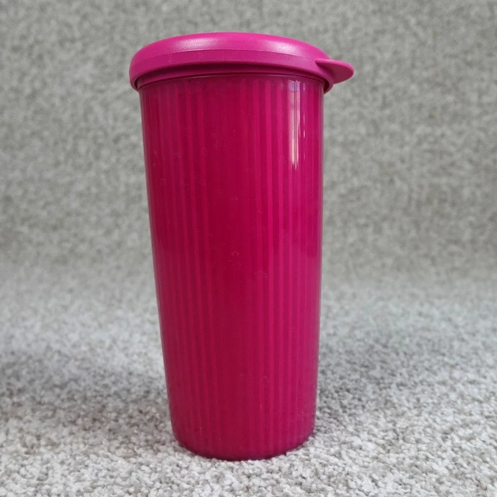 Tupperware Pink Double Wall 24oz Tumbler with Straw Seal Lid 3329A-1